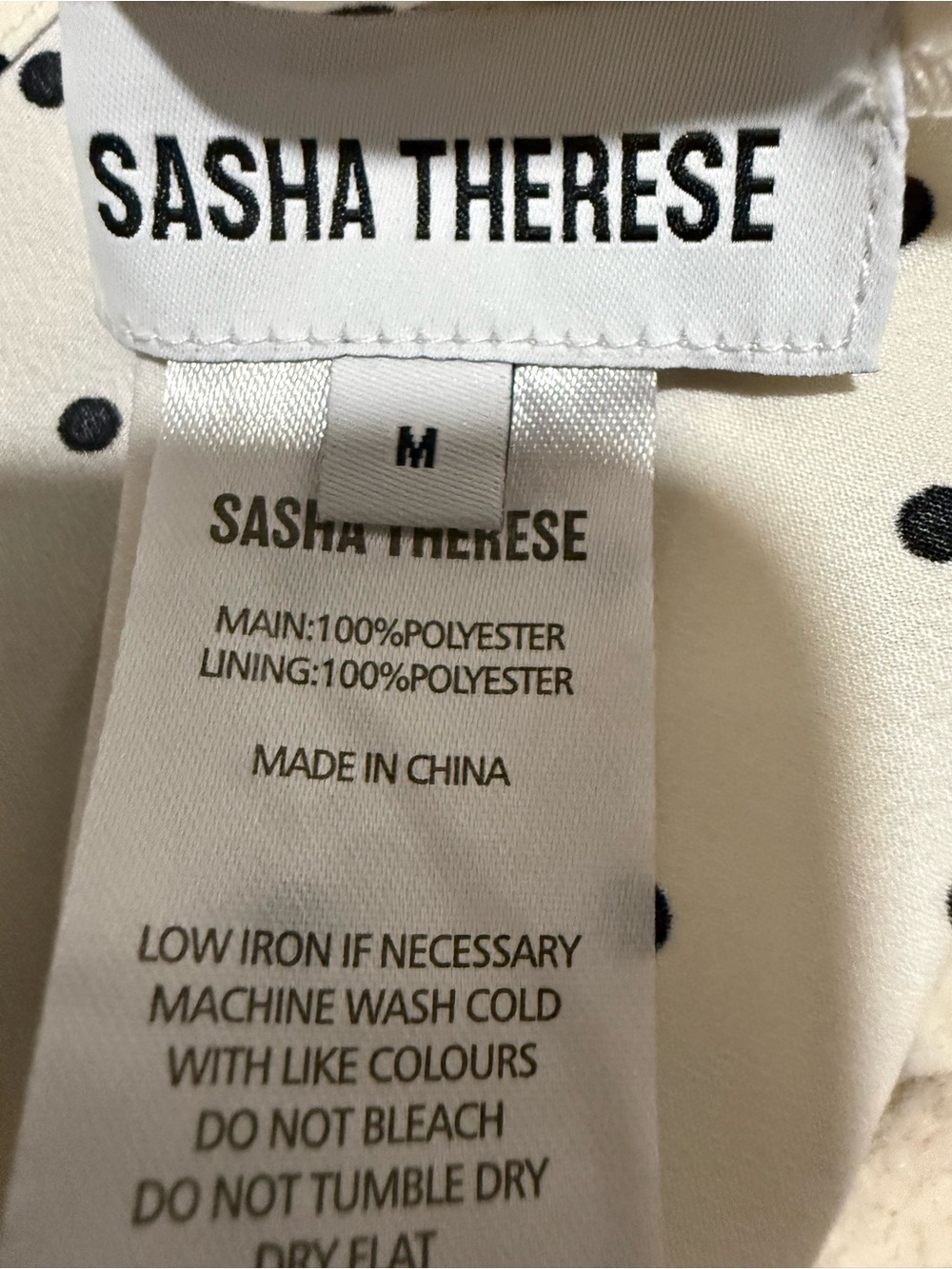 NWT Sasha Therese LOTTIE TOP WHITE POLKADOT Size Medium - Picture 9 of 10